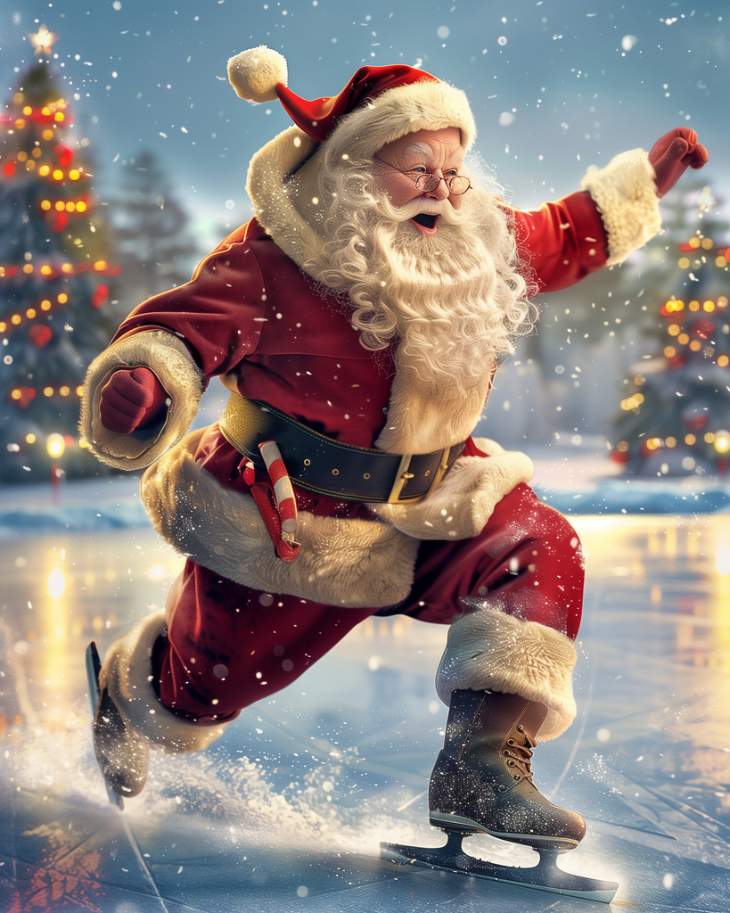 Diamond painting - Glad Tomten åker skridskor