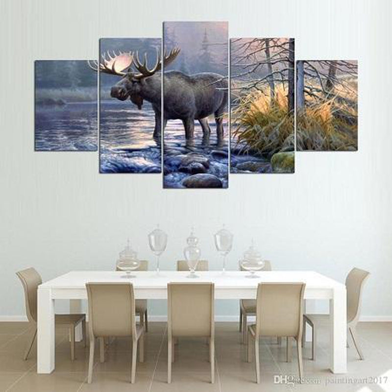 Älg vid sjö | 5 delar Diamantmålning | Eget foto diamantmålnings | Diamond painting | Fyndiq | Sverige