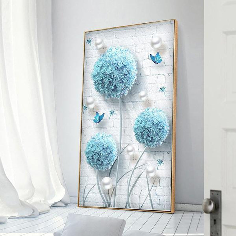 Blå blomlökar 50x80cm Diamantmålning | Eget foto diamantmålnings | Diamond painting | Fyndiq | Sverige