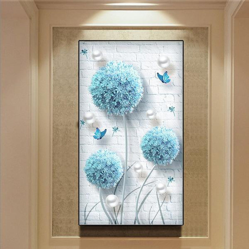Blå blomlökar 50x80cm Diamantmålning | Eget foto diamantmålnings | Diamond painting | Fyndiq | Sverige