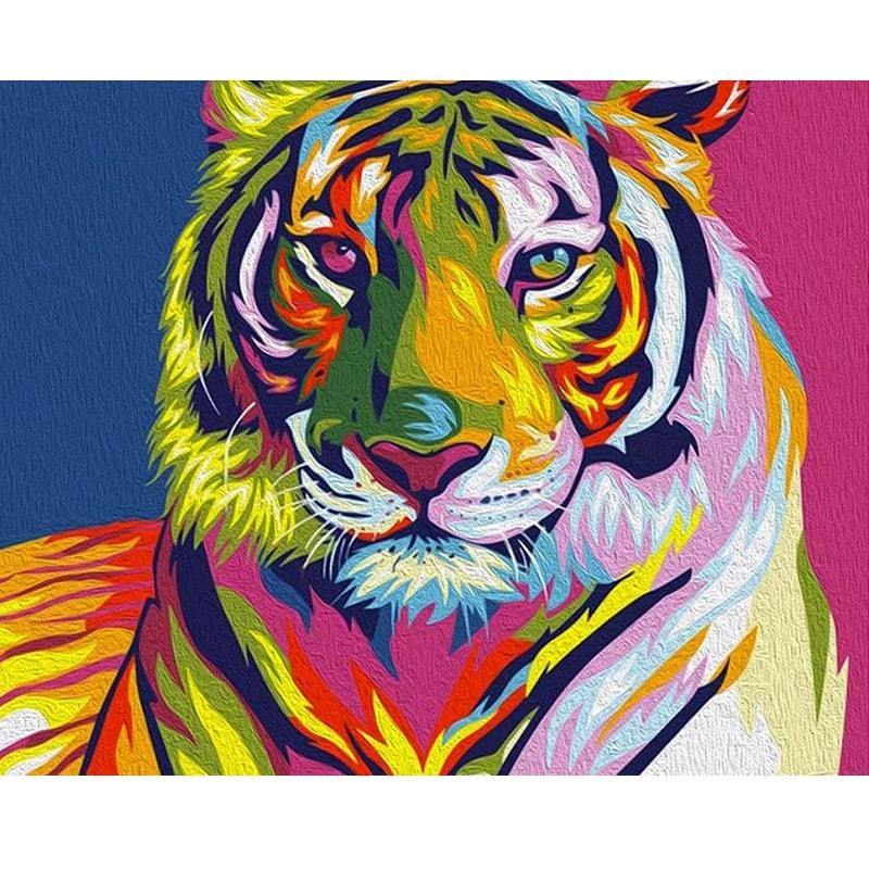 Färgglad tiger - Måla efter nummer Diamantmålning | Eget foto diamantmålnings | Diamond painting | Fyndiq | Sverige