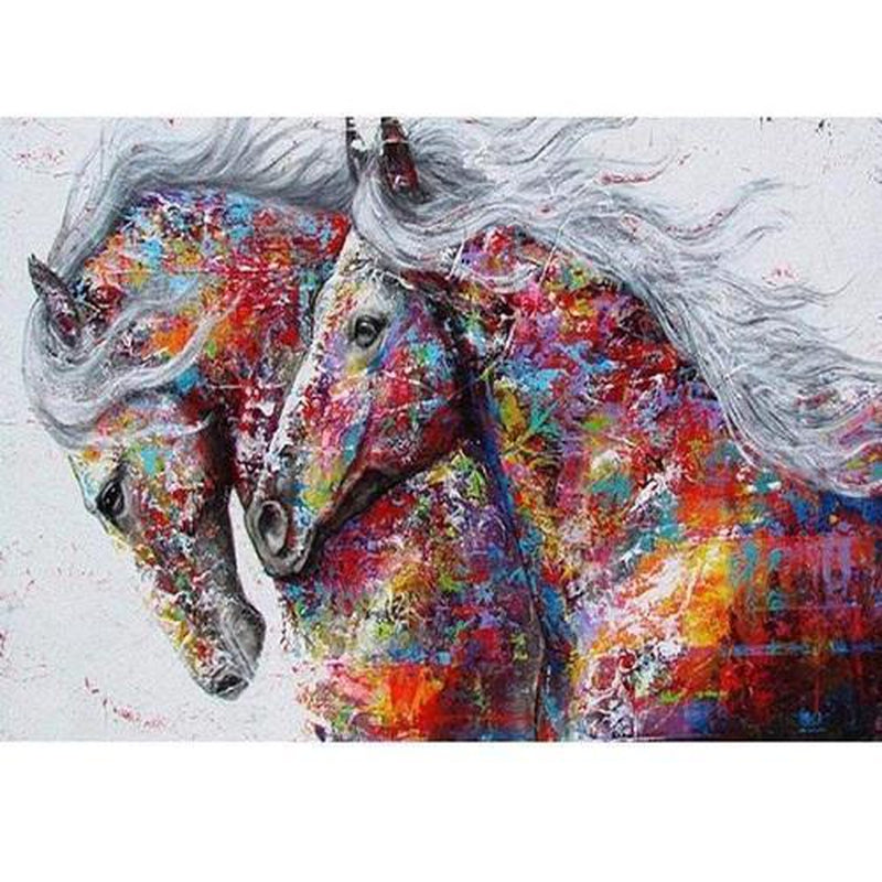 Färgglada hästar Diamantmålning | Eget foto diamantmålnings | Diamond painting | Fyndiq | Sverige