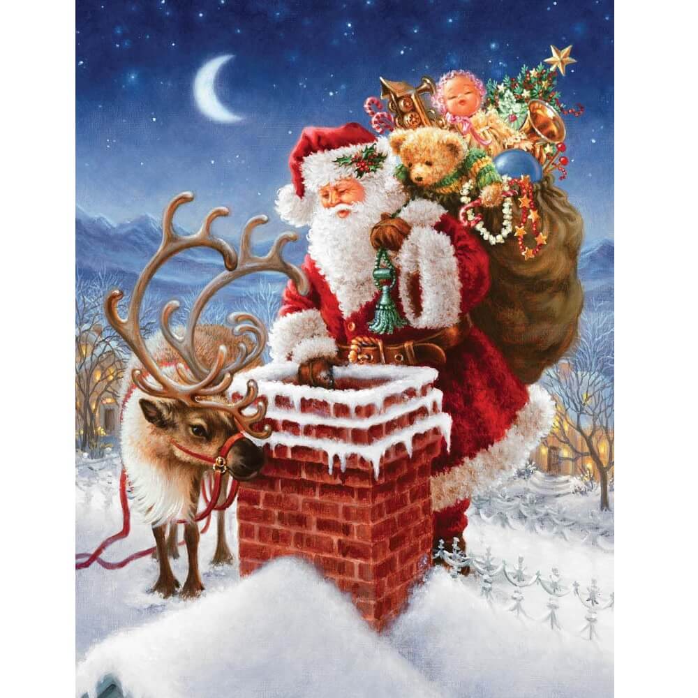 Jultomte på tak Diamantmålning | Eget foto diamantmålnings | Diamond painting | Fyndiq | Sverige