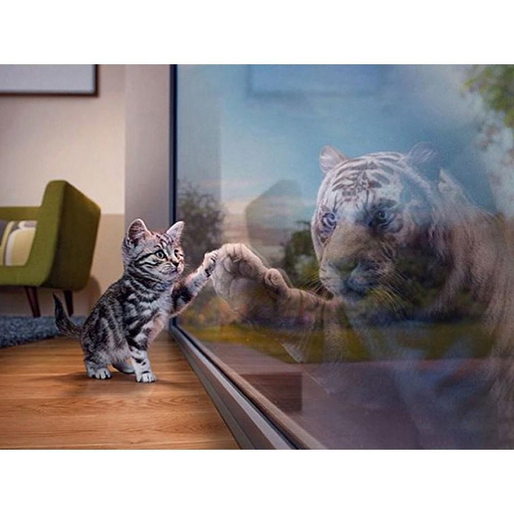 Kattunge fönster reflektion Diamantmålning | Eget foto diamantmålnings | Diamond painting | Fyndiq | Sverige