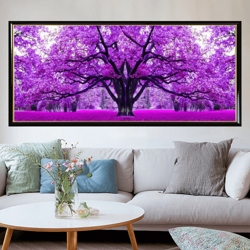 Lila träd från 40x100cm Diamantmålning | Eget foto diamantmålnings | Diamond painting | Fyndiq | Sverige