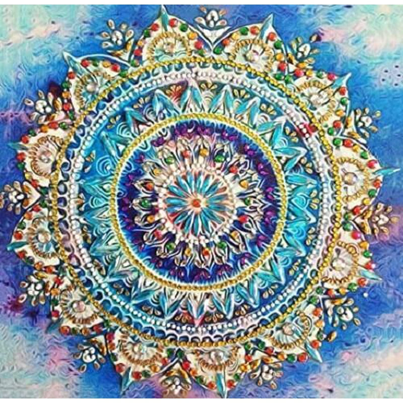 Mandala blå Diamantmålning | Eget foto diamantmålnings | Diamond painting | Fyndiq | Sverige