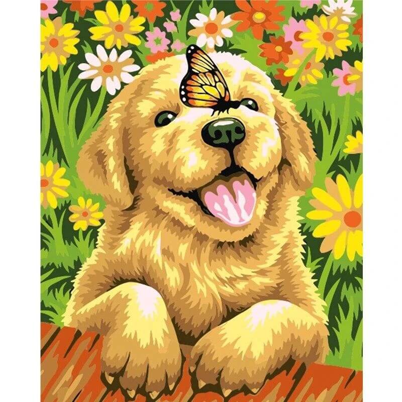 Puppy - Schilderen op nummer Diamond painting | Eigen foto | Dieren | Kopen | Dikke dames | Action | Nederland | Steentjes | Diamant | De Diamond Painter
