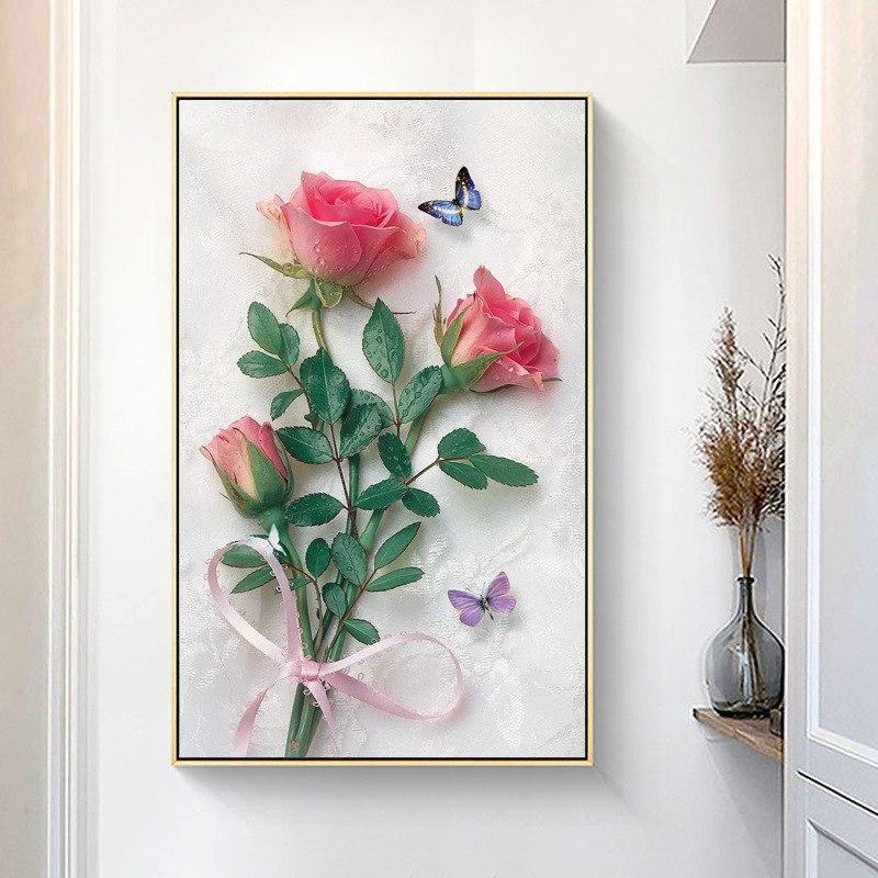 Ros med fjärilar från 50x80cm Diamantmålning | Eget foto diamantmålnings | Diamond painting | Fyndiq | Sverige
