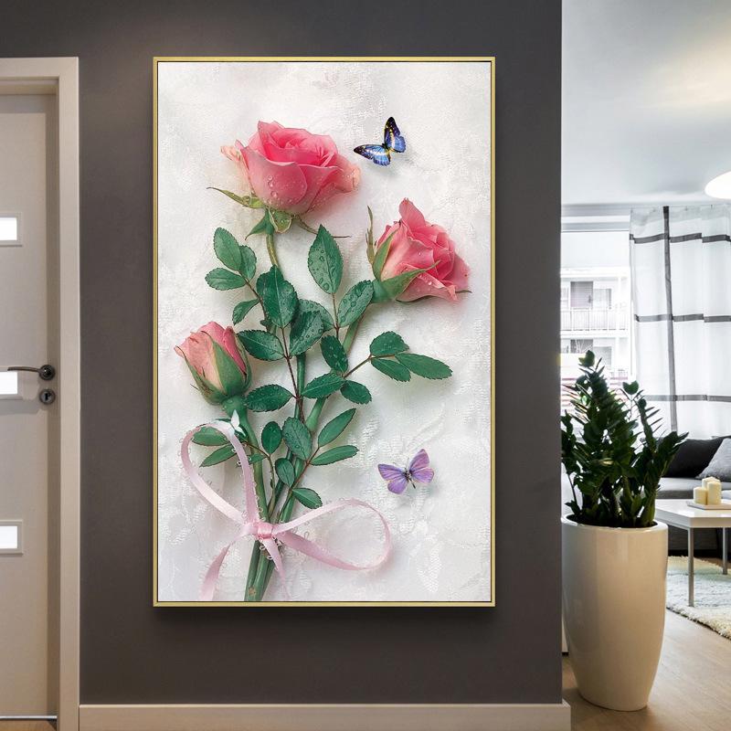 Ros med fjärilar från 50x80cm Diamantmålning | Eget foto diamantmålnings | Diamond painting | Fyndiq | Sverige