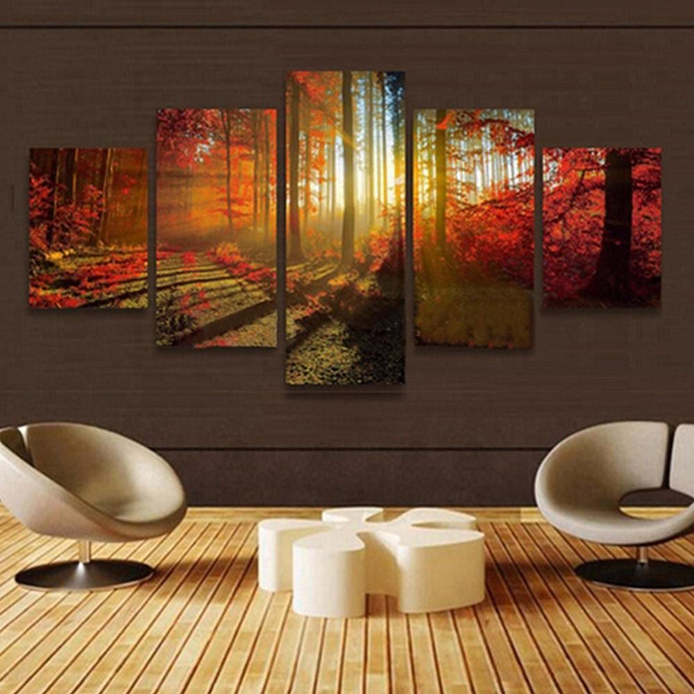 Skog i höstfärger | 5 delar Diamantmålning | Eget foto diamantmålnings | Diamond painting | Fyndiq | Sverige