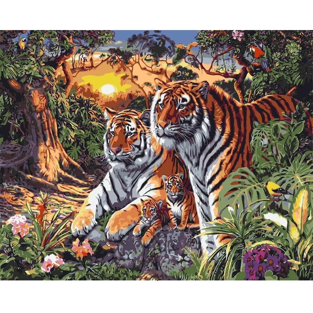 Tiger familj - Måla efter nummer Diamantmålning | Eget foto diamantmålnings | Diamond painting | Fyndiq | Sverige