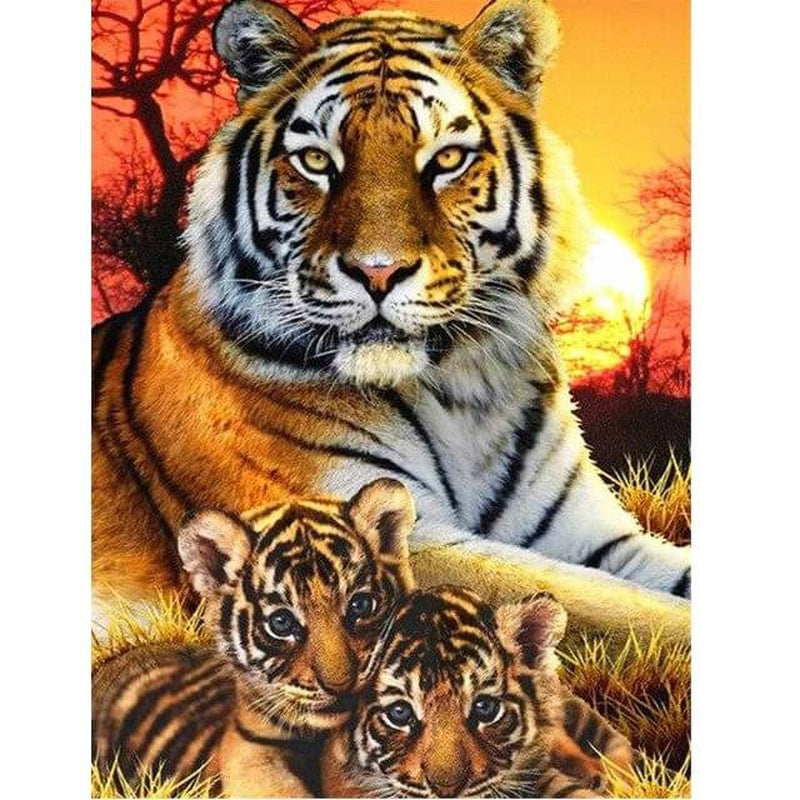 Tiger med ungar - Måla efter nummer Diamantmålning | Eget foto diamantmålnings | Diamond painting | Fyndiq | Sverige