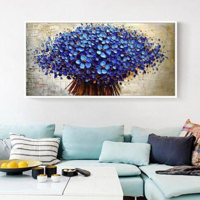 Vas med blå blommor från 50x100cm Diamantmålning | Eget foto diamantmålnings | Diamond painting | Fyndiq | Sverige