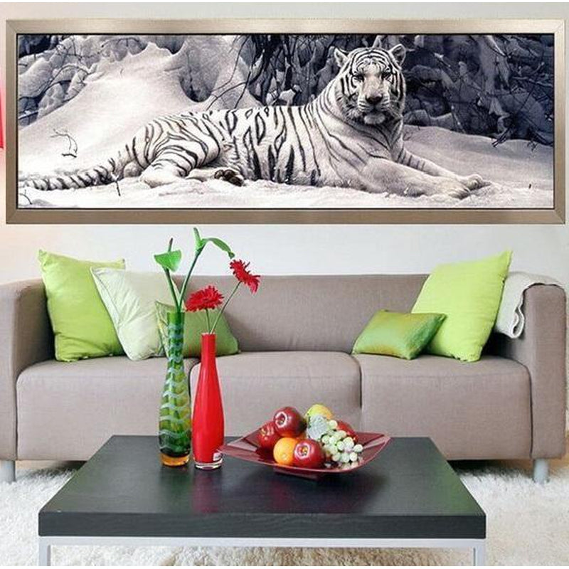 Vit tiger 40x120cm Diamantmålning | Eget foto diamantmålnings | Diamond painting | Fyndiq | Sverige