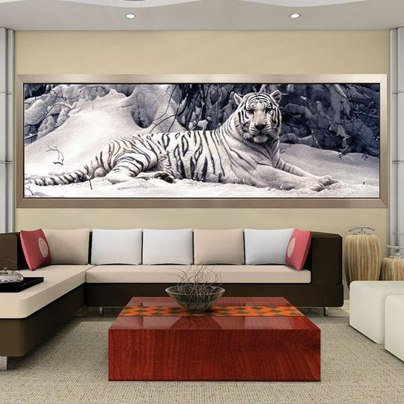 Vit tiger 40x120cm Diamantmålning | Eget foto diamantmålnings | Diamond painting | Fyndiq | Sverige